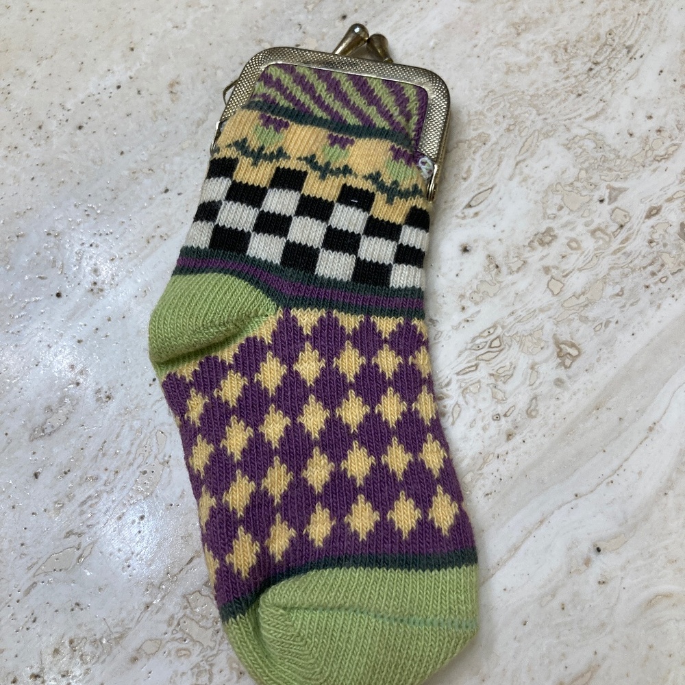 Mackenzie Childs snap close sock change purse